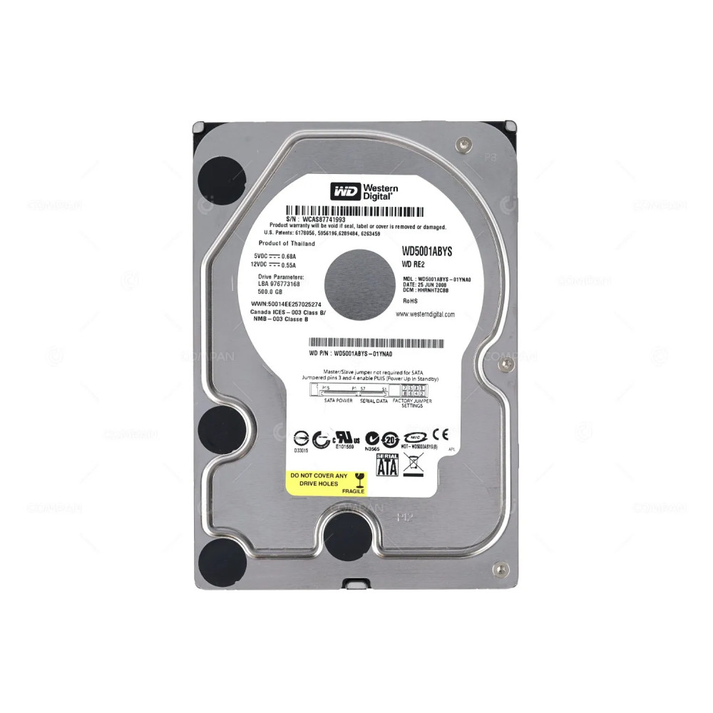 WD5000ABYS WD HARD DRIVE 500GB 7.2K 3G SATA 3.5 LFF WD5000ABYS-01TNA0, 976773168